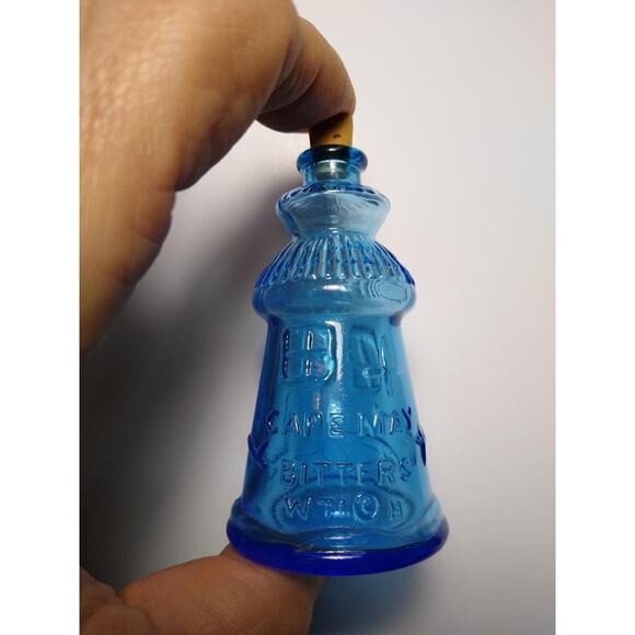 Vintage Wheaton 1971 Cape May Bitters Bottle - 3" Blue Glass, Rare Collectible - Picture 3 of 5